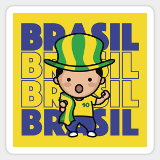 Brazil Football Fan // Kawaii Cute Brasil Soccer Supporter Sticker